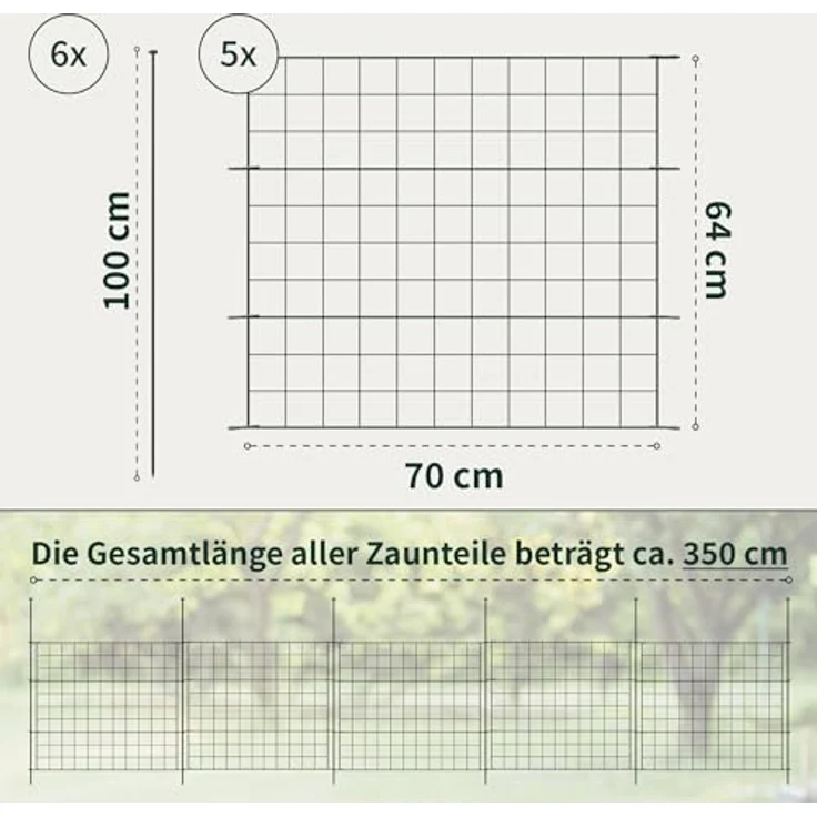 VERDOBA Teichzaun Gartenzaun Hundezaun - Erweiterbarer Metall Gitterzaun, 5er Set in Grün, Braun oder Anthrazit – Bild 2