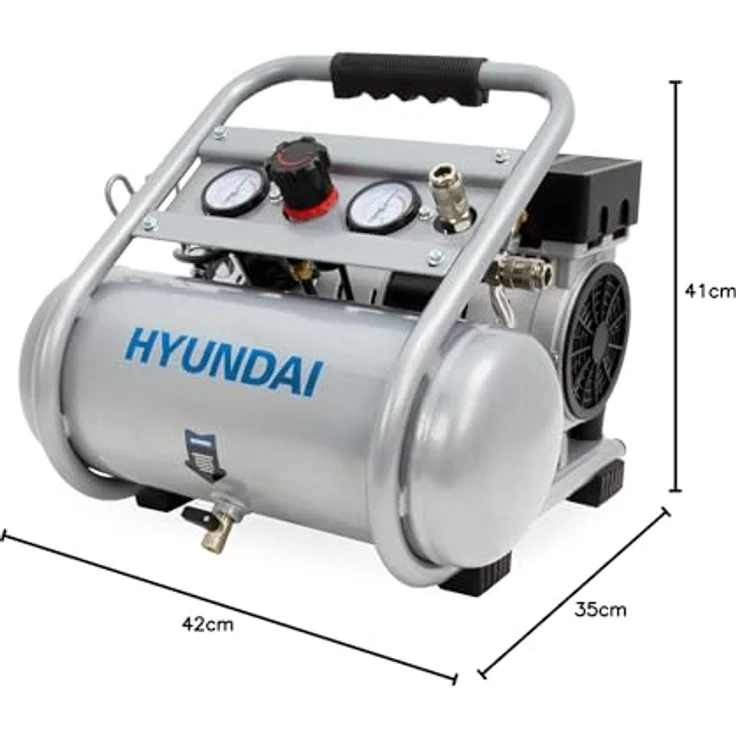 HYUNDAI Silent Kompressor SAC75008, tragbar, ölfrei, 9 bar, 8L, 49 dB, 750 W / 1 PS – Bild 10