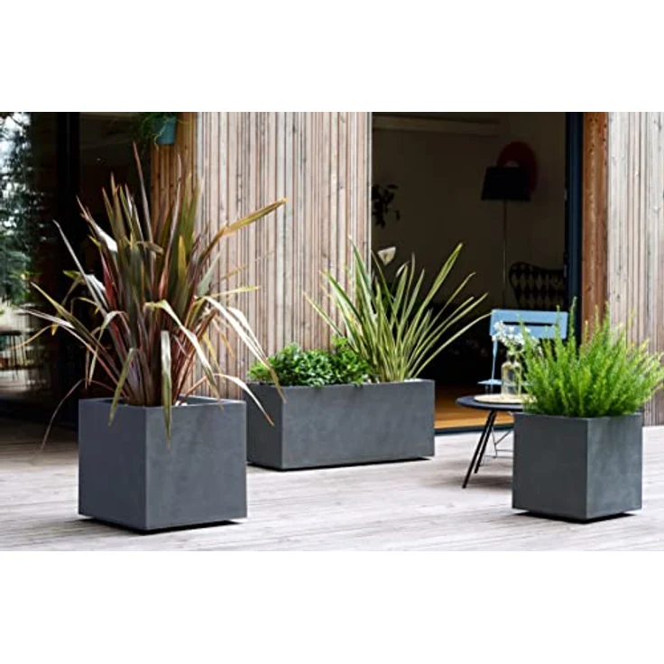 ONDIS24 Pflanzkübel Vulkan 100cm, Blumenkübel in Vulkan/Basalt Optik, mit Wasserspeicher, winterfest, 100 x 40 x 43,5 cm, 98 Liter Pflanzvolumen – Bild 2