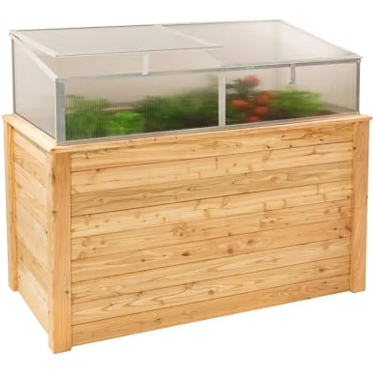 WESTMANN Hochbeet Klassik Plus 170 mit Frühbeetaufsatz, FSC-zertifiziertes Lärchenholz, Aluminiumrahmen in Natur/Silber, 170x90x100cm