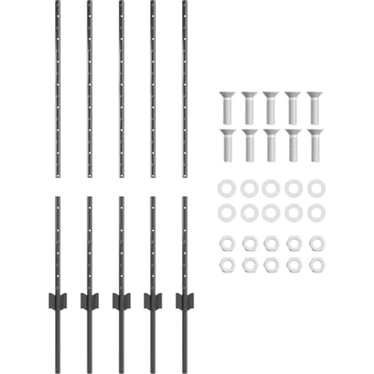 vidaXL U-Kanal Zaunpfosten, 10 Stück, grau, 100 cm, robustes Stahlmaterial für Außenbereich – Bild 4