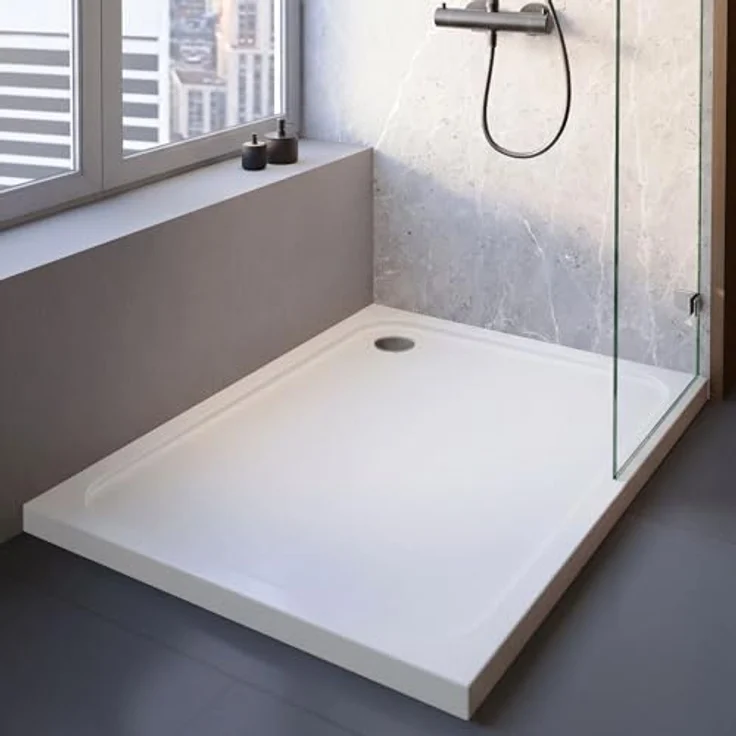 Schulte Duschwanne Adria 100x80 cm, Sanitäracryl, inklusive Fußgestell und Ab- und Überlaufschutz, rutschhemmend und pflegeleicht – Bild 2