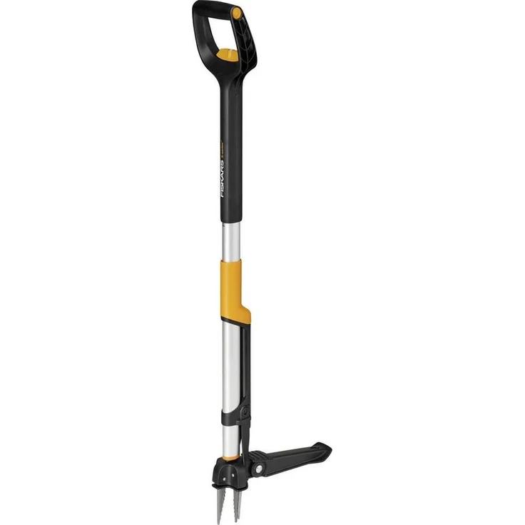 Fiskars Unkrauthacke 1080510 QuikFit™, erweiterbarer D-Griff bis 120 cm, gezackte Edelstahlklauen und verstärkte Trittfläche mit Sichtfenster