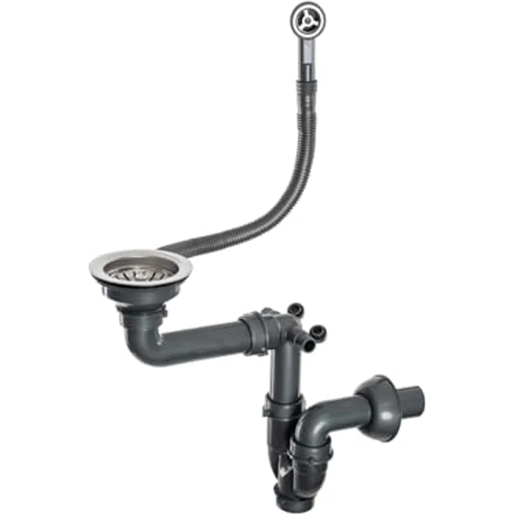 QLS Küchenspüle Comfort 0.0L, Granit-Spülbecken, 58x49,5cm mit Siphon, langlebig und kratzfest, Schwarz – Bild 8