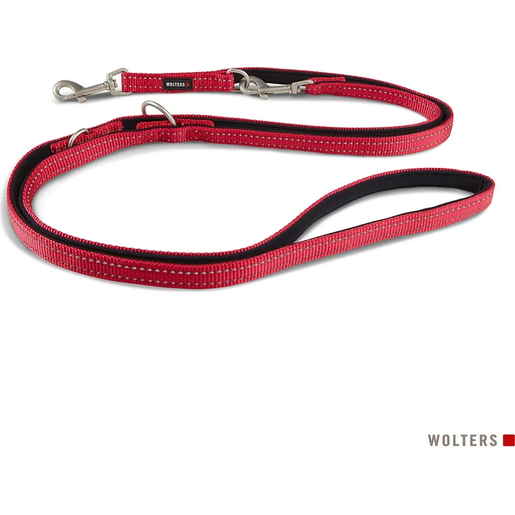 Wolters Soft & Safe Führleine XL, 200 cm x 2,5 cm, strapazierfähiges Nylon mit Neopren-Polsterung, cayenne/schwarz, dreifach verstellbar, reflektierende Nähte – Bild 1