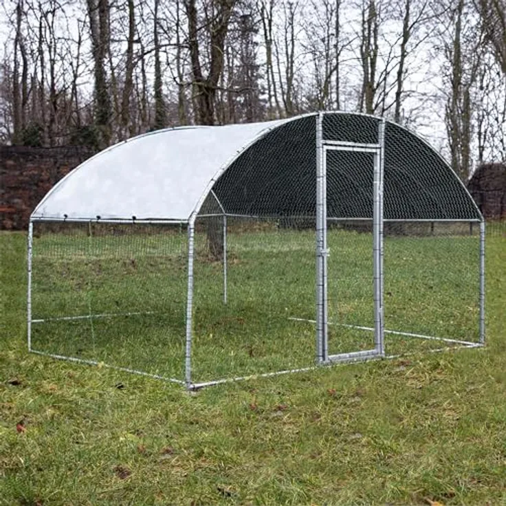 WilTec Fudajo XXL Freilaufgehege 2 x 2,95 x 2 m mit Sonnendach und galvanisierten Gitterstäben, Kleintiergehege in grün