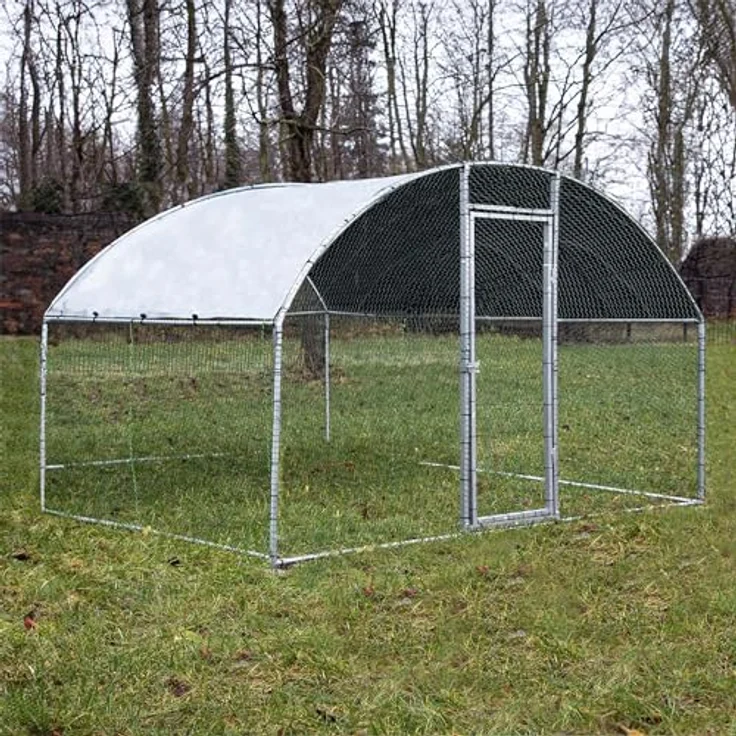 WilTec Fudajo XXL Freilaufgehege 2 x 2,95 x 2 m mit Sonnendach und galvanisierten Gitterstäben, Kleintiergehege in grün – Bild 1