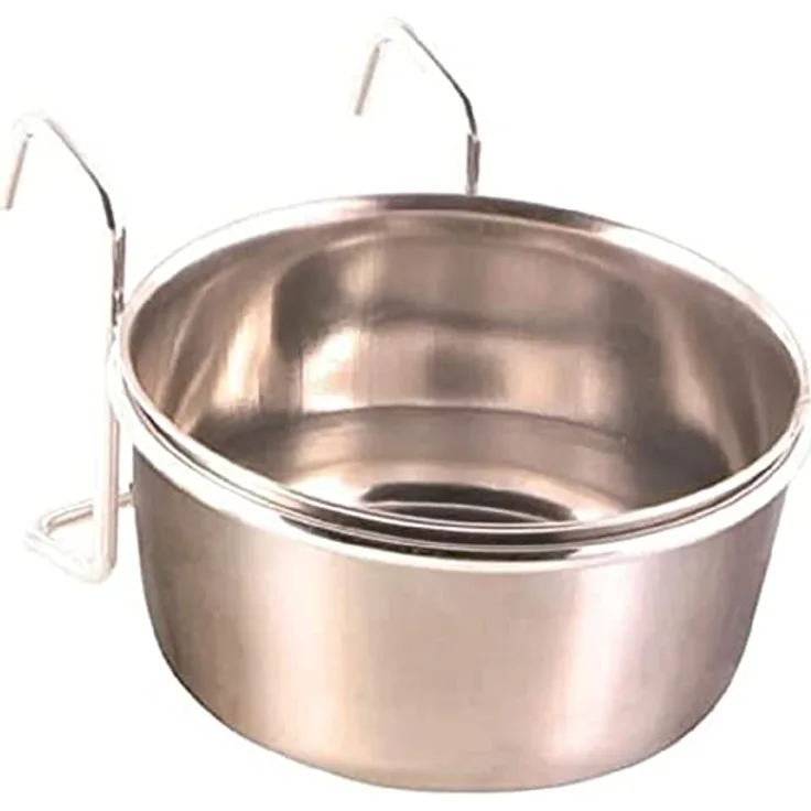 Trixie 5494 Edelstahlnapf mit Halter, 300 ml/ø 9 cm, metallisch