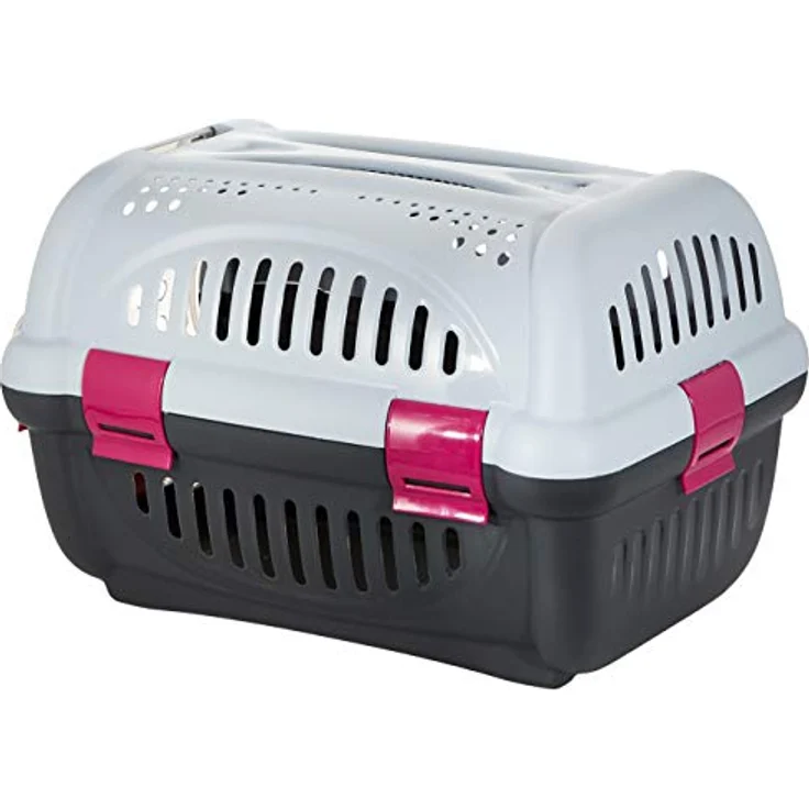 Beeztees 715009 Reisebox Rhino, 51 x 34.5 x 33 cm, grau/rosa, Kunststoff Hund Transportboxen – Bild 3