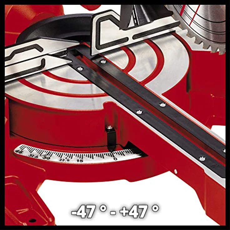 Einhell Zug-Kapp-Gehrungssäge TC-SM 254 (1.900 W, doppelt gelagerte Zugfunktion, Drehtisch mit Schnellverstellung und Einrastpositionen, Laser, inkl. Hartmetall-Sägeblatt) – Bild 5