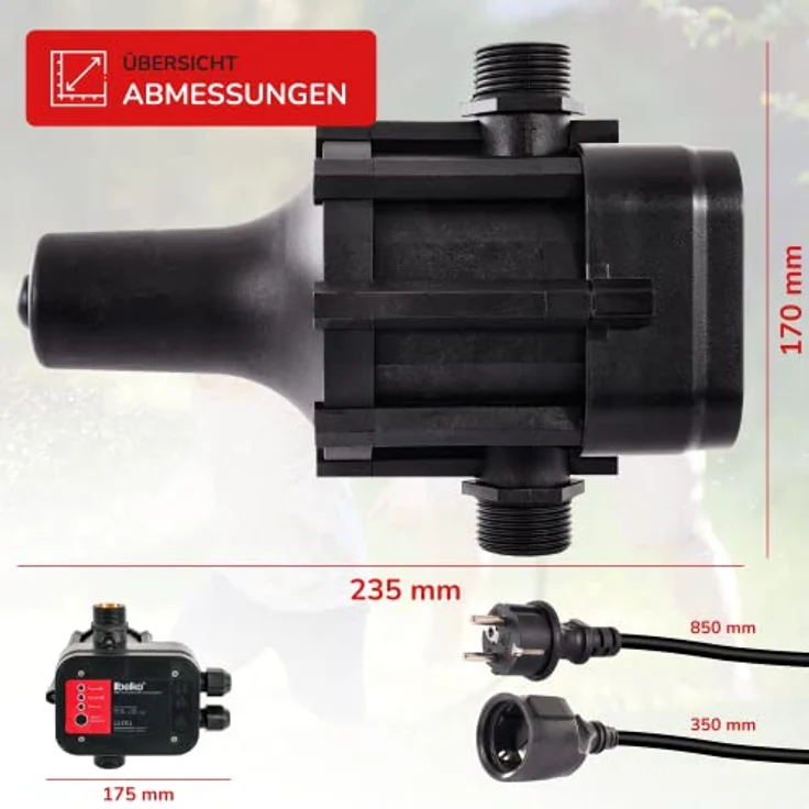 BELKO Druckwächter Druckschalter für Wasserpumpen, mit Kabel bis 10 Bar, Gartenbewässerung elektronische Pumpensteuerung Hauswasserwerk Trockenlaufschutz, IP65 - 10 bar - mit Kabel, in Grau – Bild 5
