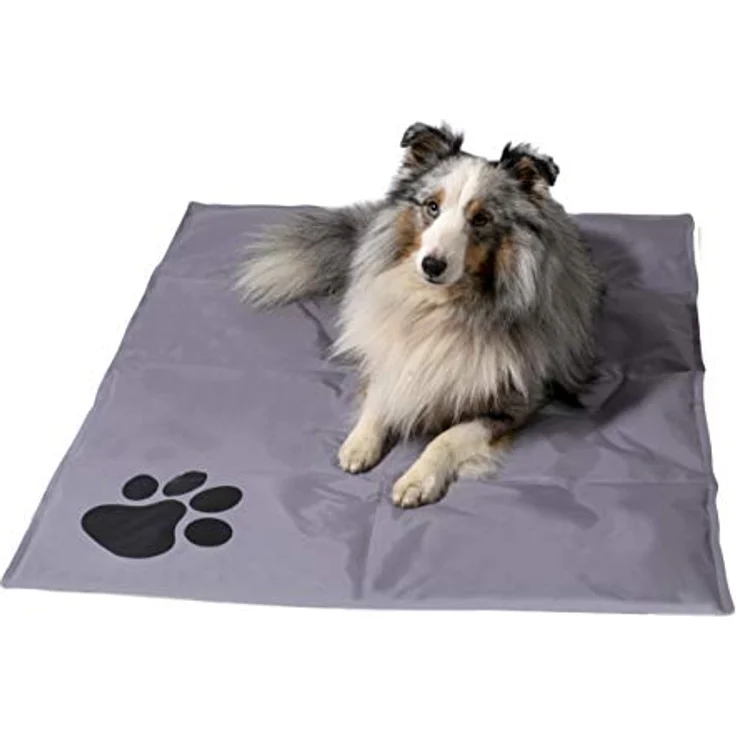 Dobar Kühlmatte mit Pfoten eckig L 99,5 x B 70 cm grau/schwarz, Selbstkühlend ohne Vorkühlen, für kleine und mittelgroße Hunde/Katzen – Bild 2
