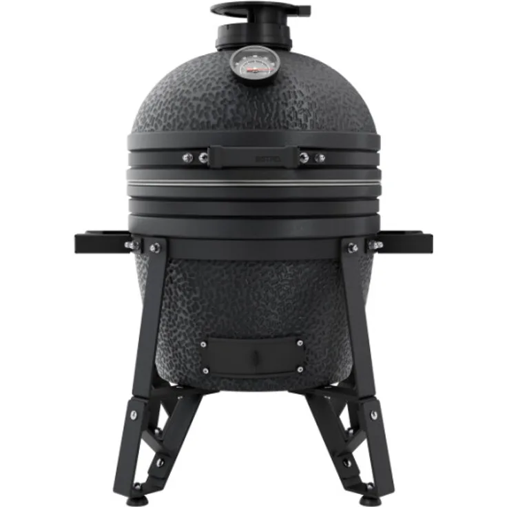 The Bastard BSTRD Compact Complete Keramikgrill Graphite mit Deckelthermometer für Holzkohle, Räuchern, Backen und Kochen