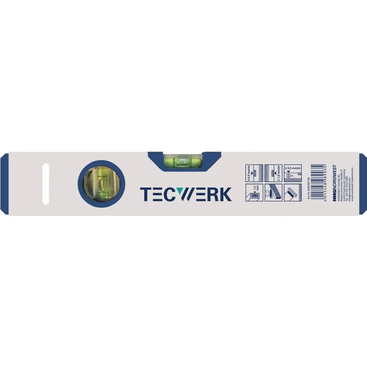 Tecwerk Wasserwaage 150 cm Aluminium Silber, Messgenauigkeit ±0,5 mm/m