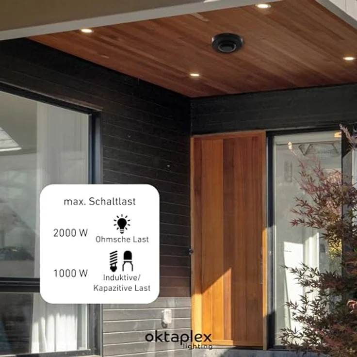 Oktaplex motion Pia Bewegungsmelder 360 Grad PIR Deckenmontage, IP65, 230V, Präsenzsensor für Innen und Außen, 18m Reichweite, schwarz – Bild 5