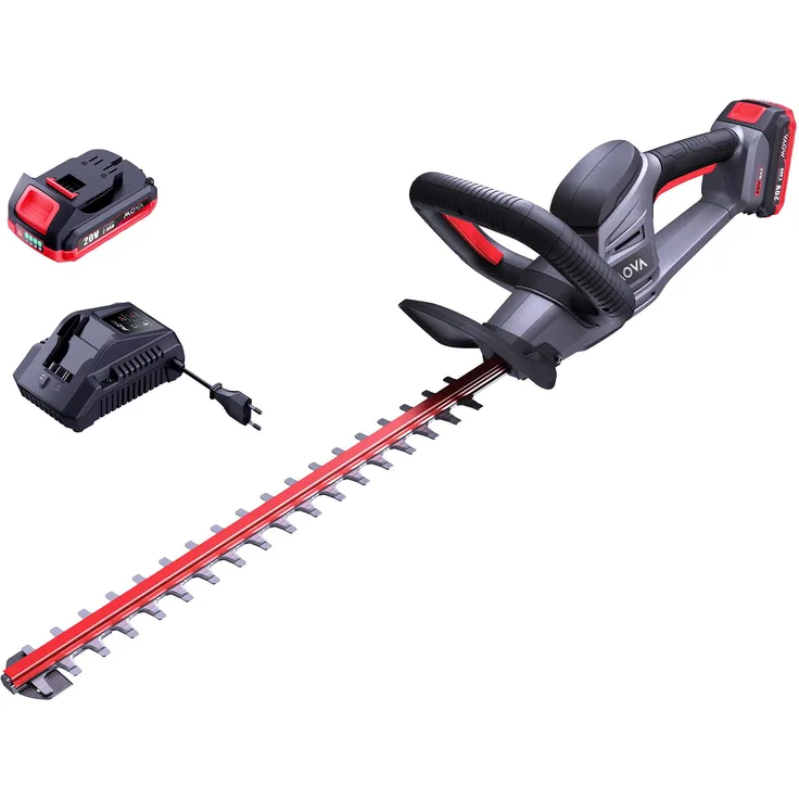 MOVA GH221, Akku-Heckenschere 55 cm, 20 mm Schnittstärke, doppeltwirkende Klinge, vibrationsarm, ergonomischer Griff