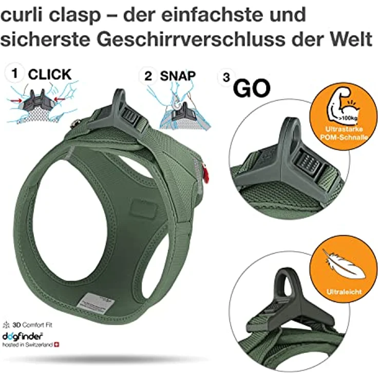 Curli Vest Harness Clasp Air-Mesh, PN2805, Grün (Moss), S – Bild 3
