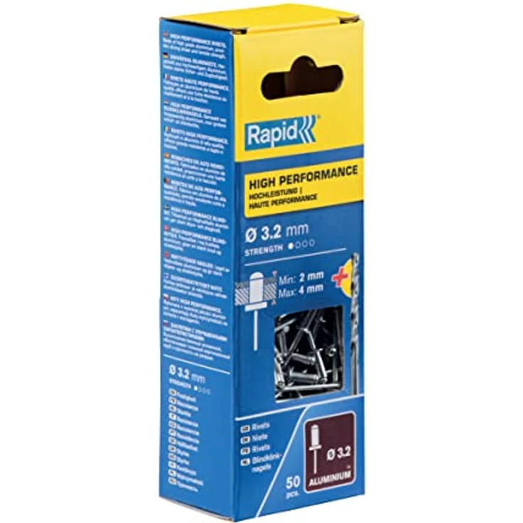 Rapid Blindniete Universal Aluminium, 50 Stück inklusive Bohrer, 3,2 x 8 mm, 5000383 – Bild 3