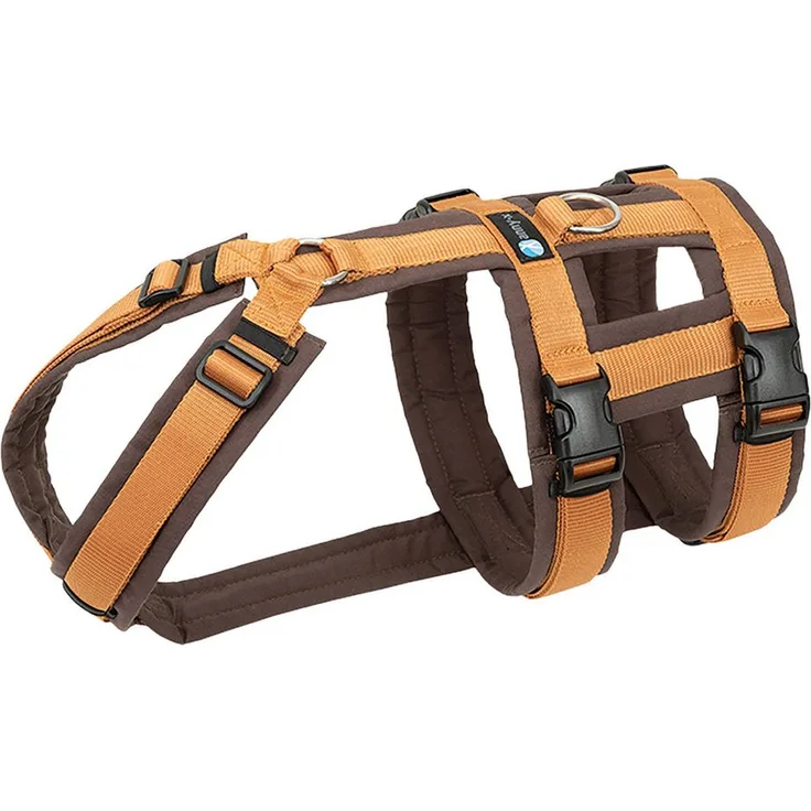AnnyX Hunde-Sicherheitsgeschirr Brustgeschirr Safety Fun - Nylon, Individuell einstellbar, Braun/ Bernstein