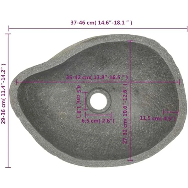 vidaXL Waschbecken Flussstein Oval 38-45 cm – Bild 4