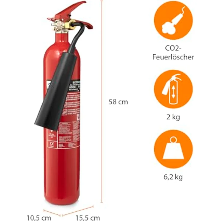 Smartwares Kohlendioxid-CO2-Feuerlöscher (2 kg, Brandklasse 34B, Inklusive Montagehalterung, CB2) – Bild 4