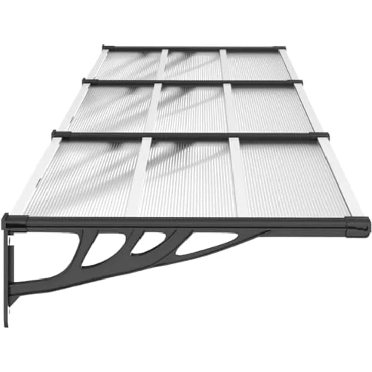 vidaXL Türvordach Schwarz und Transparent 297,5x90 cm Polycarbonat, Wetterfest und Korrosionsbeständig – Bild 7