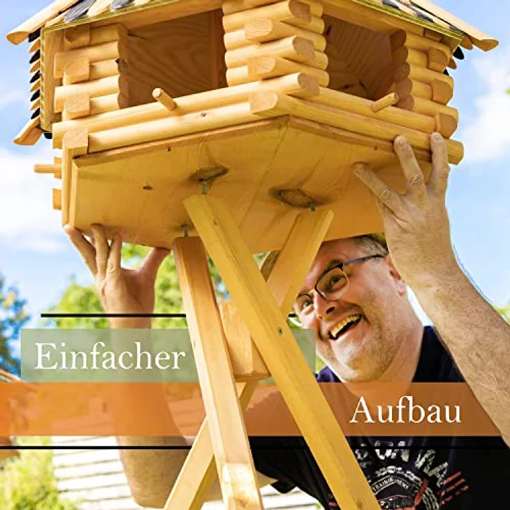 Deko-Shop-Hannusch XXL Luxus Vogelhaus mit Solarbeleuchtung absoluter Blickfang, Vogelfutterhaus aus Holz, V13 XXL mit Ständer, Farbe:Braun - Grün – Bild 3