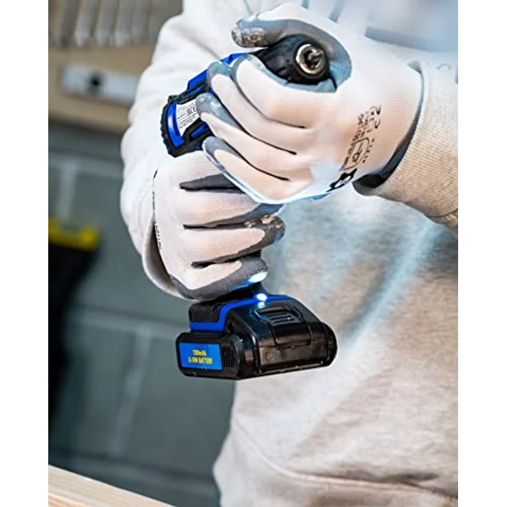 KINZO Akkuschrauber 14.4V, Akku Bohrmaschine für Holz, Metall und Kunststoff mit LED Licht, 1300mAh Li-Ion, Blau – Bild 12
