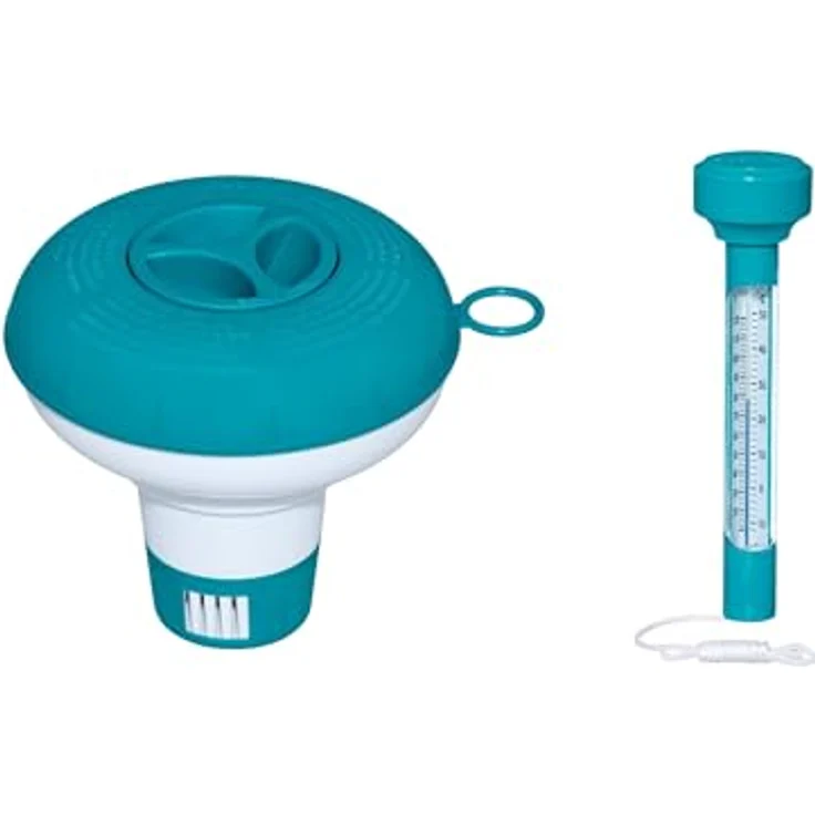 Bestway Flowclear Dosierschwimmer Thermo-Set, schwimmendes Poolthermometer mit 12,5 cm Ø zur Wassertemperaturüberwachung und optimalen Wasserpflege – Bild 1