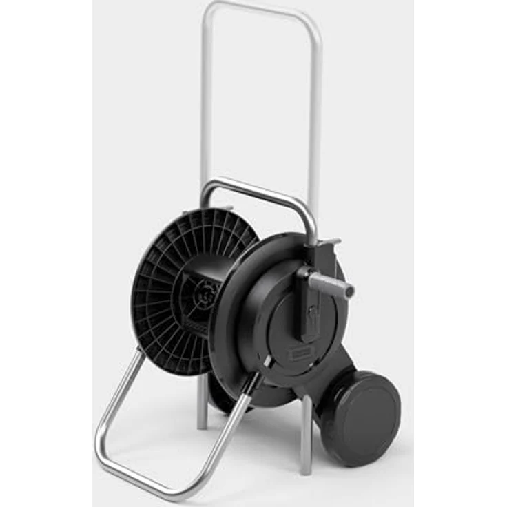 Kärcher Schlauchwagen HT 2, kompakt und höhenverstellbar mit extra breitem Standfuß, abgewinkeltem Schlauchanschluss, Schwarz