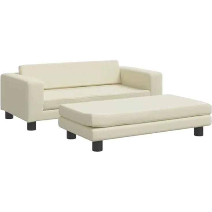 vidaXL Hundebett, Hundekissen mit Verlängerung für extra Schlafbereich, Hundesofa Hundecouch für kleine Hunde Haustiere, Haustierbett Katzenbett, Creme Kunstleder – Bild 1