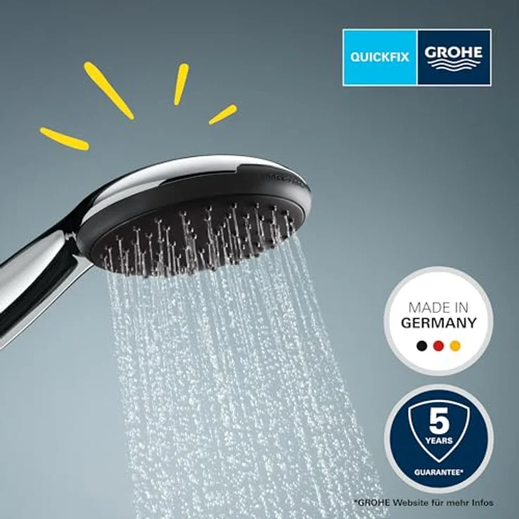Grohe Vitalio Start 110, Duschbrause mit 2 Strahlarten und QuickFix, Chrom – Bild 3