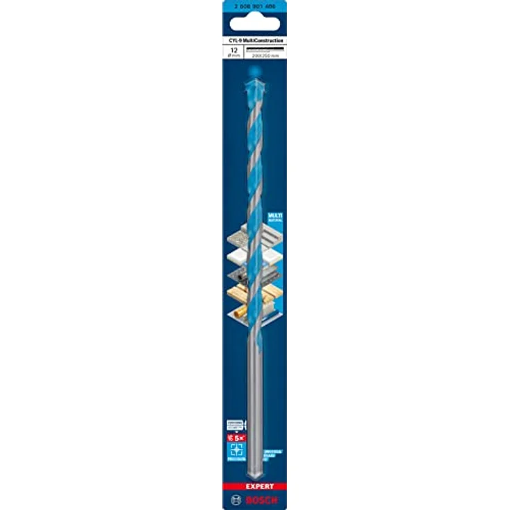 Bosch EXPERT CYL-9 MultiConstruction Bohrer, 12 mm Durchmesser, 200 mm Arbeitslänge, präzise Zentrierspitze für verschiedene Materialien – Bild 2
