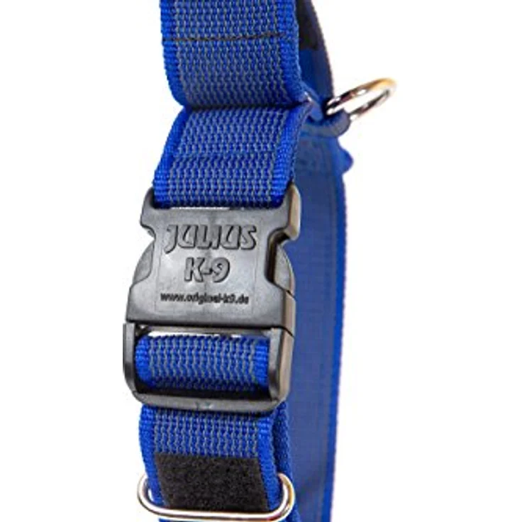 JULIUS-K9, 100HA-K-B-2015 Color & Gray K9-Halsband mit Haltegriff, Sicherheitsverschluss und Logo, 40 mm*38-53 cm, verstellbar, blau-grau – Bild 3