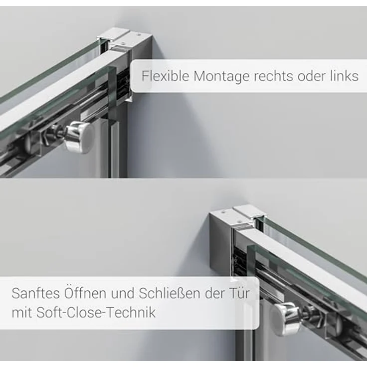 BERNSTEIN® Duschkabine DX906 FLEX, Eckdusche mit Schiebetür 120x90cm, 8mm ESG Klarglas mit NANO-Beschichtung, Chrom – Bild 4