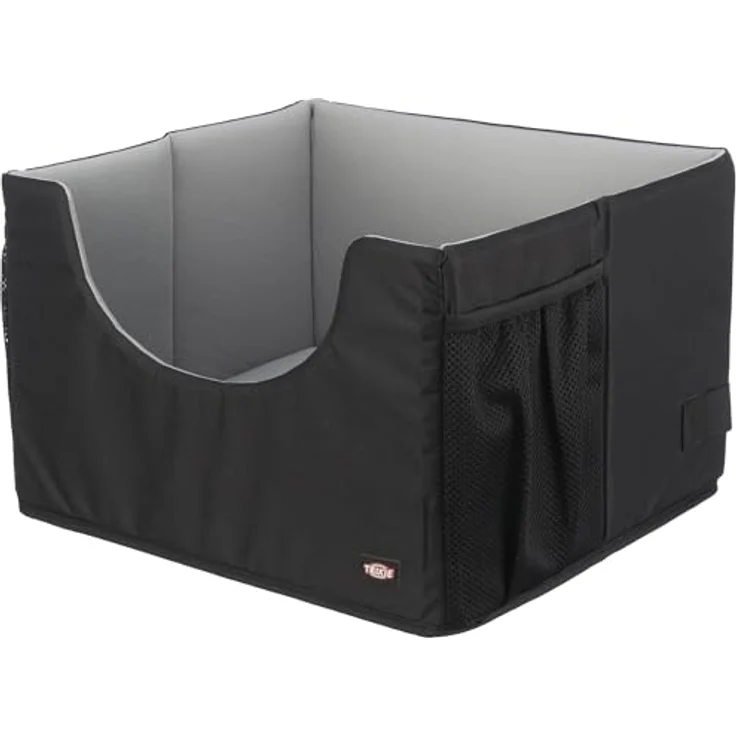 Trixie Autositz 45 × 28 × 40 cm schwarz/grau, mit Befestigungsgurten und herausnehmbarem Kissen – Bild 1