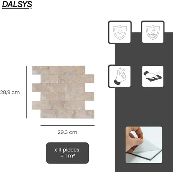 Dalsys 11x selbstklebende Wandpaneele, 3D-Wandpaneele in Sandsteinoptik, 1m², pflegeleicht und robust – Bild 2
