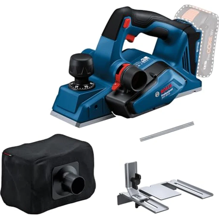 Bosch Professional 18V System Akku Hobel GHO 18V-26 (bürstenloser Motor, inkl. Staubbeutel, Parallelanschlag, 1x Wood Razor Wendemesser) – Bild 1