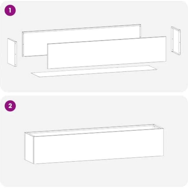 vidaXL Hochbeet Garten-Pflanzgefäß, 2er Set, wetterfestes Stahl, Weiß, 80 x 20 x 20 cm – Bild 4
