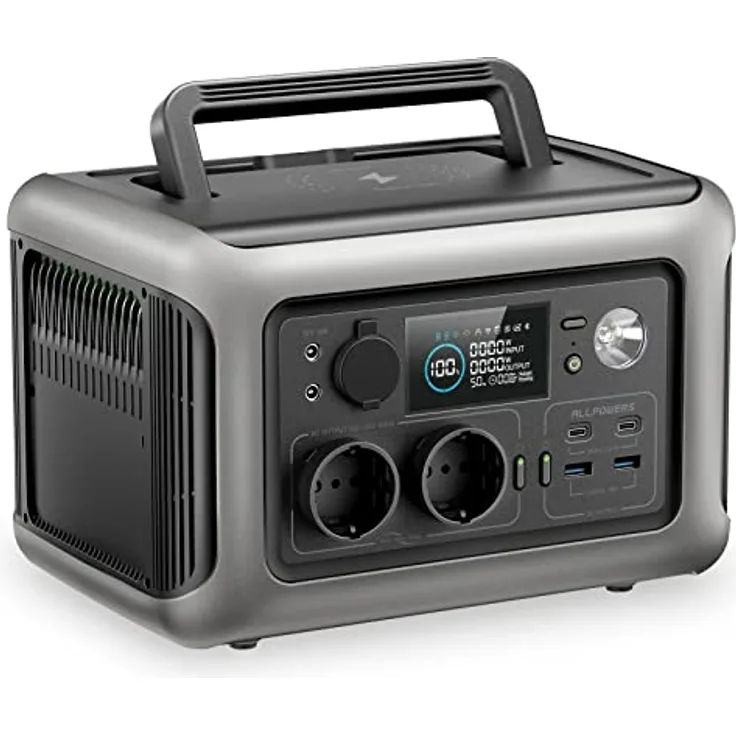 ALLPOWERS R600 Tragbare Powerstation, 299Wh LiFePO4 Batterie mit 2x 600W (1200W Spitze) AC Ausgang Solargenerator, 0-100% Schnellladung in 1 Stunde für Garten Party Reise Camping Wohnmobil Notfall