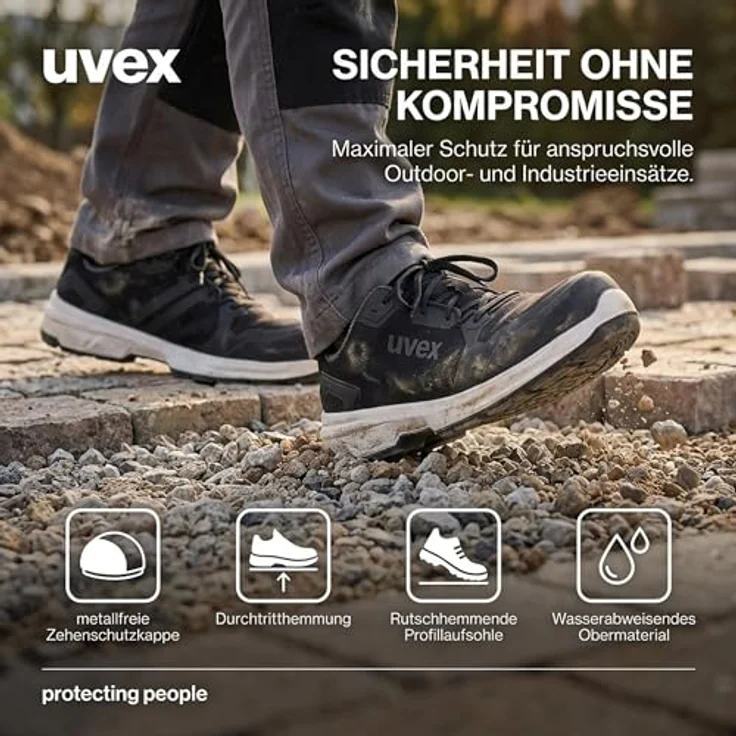 Uvex uvex 1 sport Halbschuh S3L SRC Arbeitsschuh, atmungsaktives Hightech-Mikrovelours, schwarz – Bild 6
