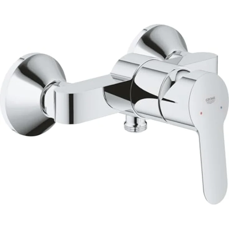 Belvit GROHE BauEdge Einhand Duschset, SmoothControl Keramikkartusche 46 mm, Regendusche 20 x 20 cm, Handbrause mit 3 Strahlarten, Duschstange 85 cm, Rückflussverhinderer, Chrom Grau – Bild 3