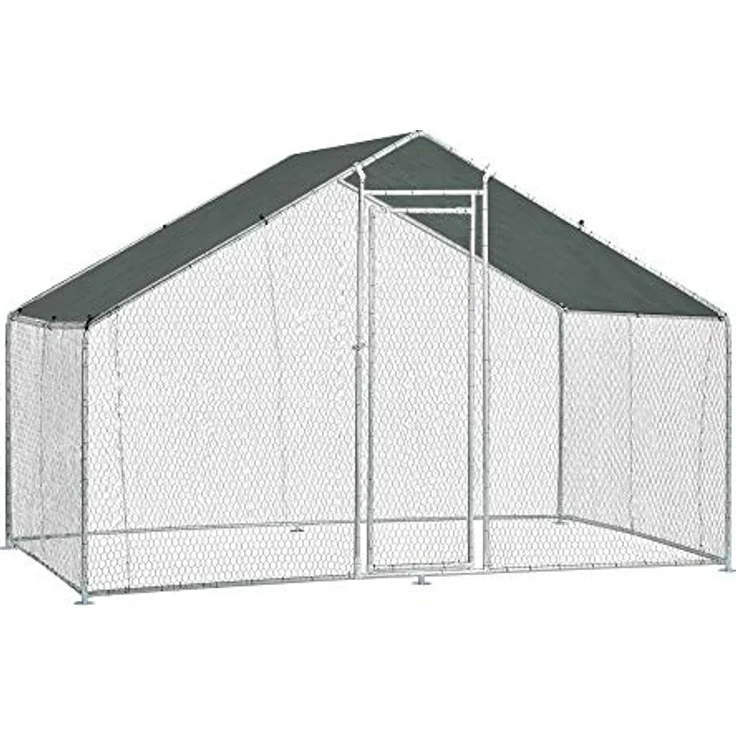 pro.tec Freigehege »Wels« 3 x 2 x 2 m, Kleintiergehege mit Sonnendach, UV-beständig, silber-grün – Bild 4