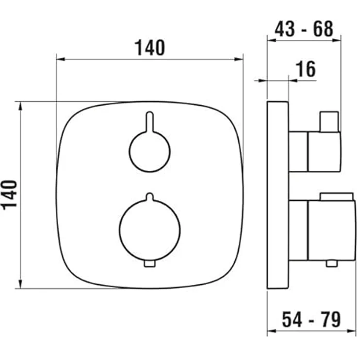 LAUFEN Citytherm Fertigmontageset, Unterputz 2-Griff-Brausethermostat mit Sicherheitsverriegelung, chrom – Bild 2