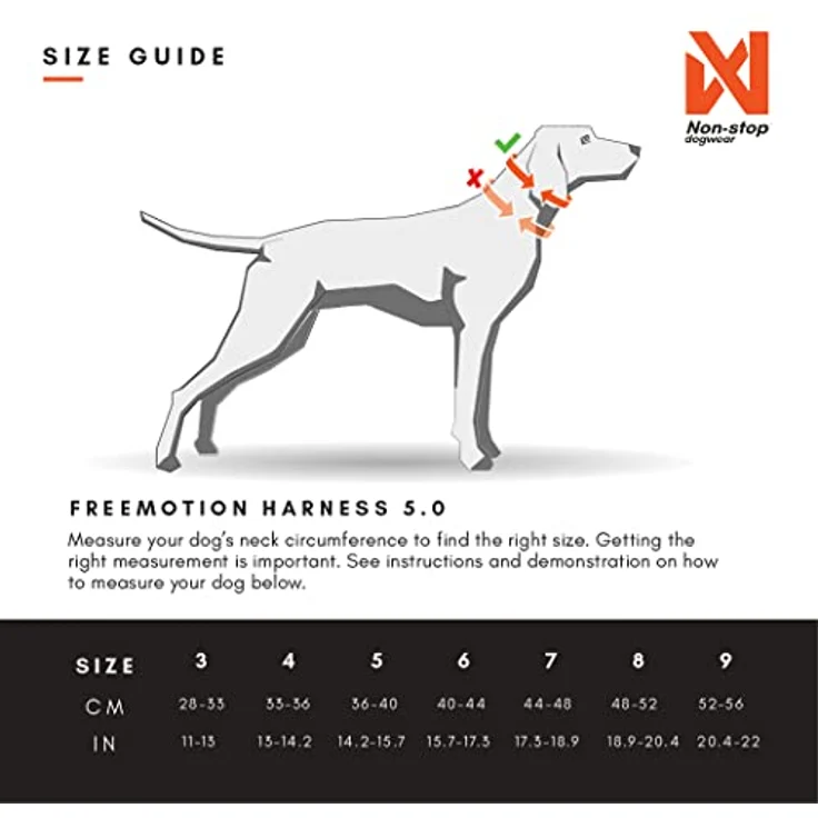 Non-stop dogwear Freemotion Harness 5.0 | Verstellbares Hundezuggeschirr für alle Sportarten, Größe 4, orange/schwarz – Bild 2