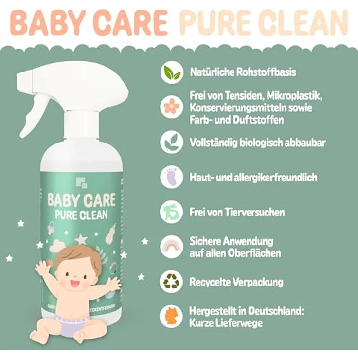 HOTREGA® Baby Care Pure Clean 500 ml Universalreiniger, ohne aggressive Chemikalien, sanft für Babyspielzeug und Möbel – Bild 2