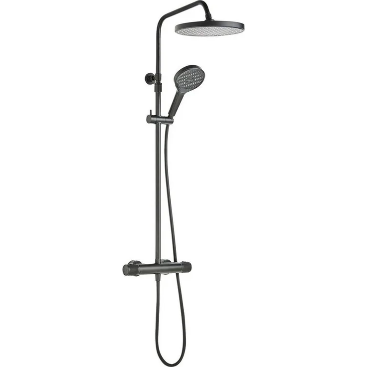 SCHÖNER WOHNEN-Kollektion Duschsystem GLAIA mit Thermostat, Höhe 118.5 cm, Mattschwarz, Regendusche