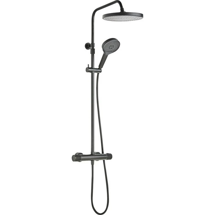 SCHÖNER WOHNEN-Kollektion Duschsystem GLAIA mit Thermostat, Höhe 118.5 cm, Mattschwarz, Regendusche – Bild 1