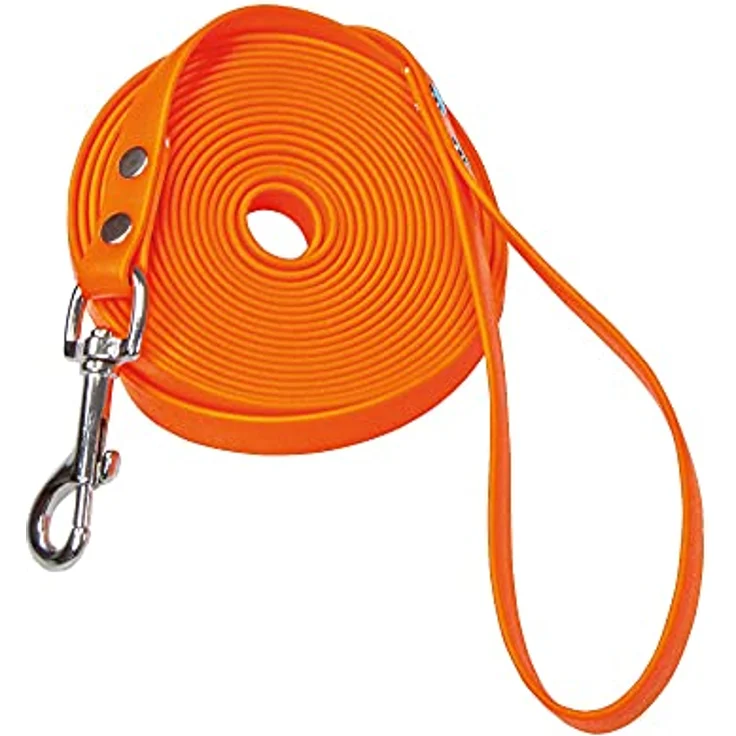 Schecker orange Biothane® Schleppleine mit Handschlaufe, 10 m / 19 mm extrem widerstandsfähig, witterungsbeständig und reißfest – Bild 1
