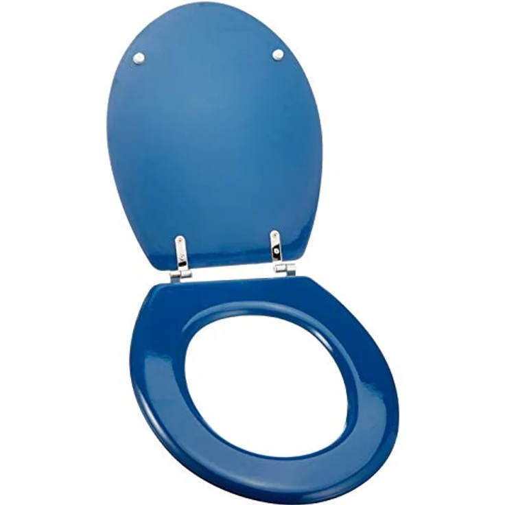 MSV WC-Sitz Cleo, MDF mit rostfreien Scharnieren, feuchtigkeitsresistent, dunkelblau, 45 cm x 37 cm x 5,6 cm – Bild 3